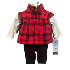 NWT Carter’s Newborn 3 Piece Flannel Buffalo Plaid Check Outfit